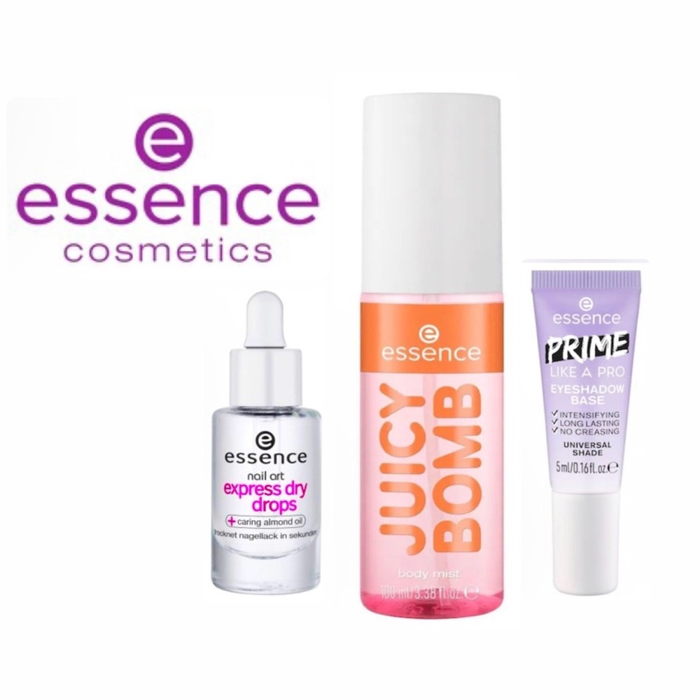 NEW! Essence Cosmetics Makeup Bundle - Nails, Body Spray, Eyeshadow Primer